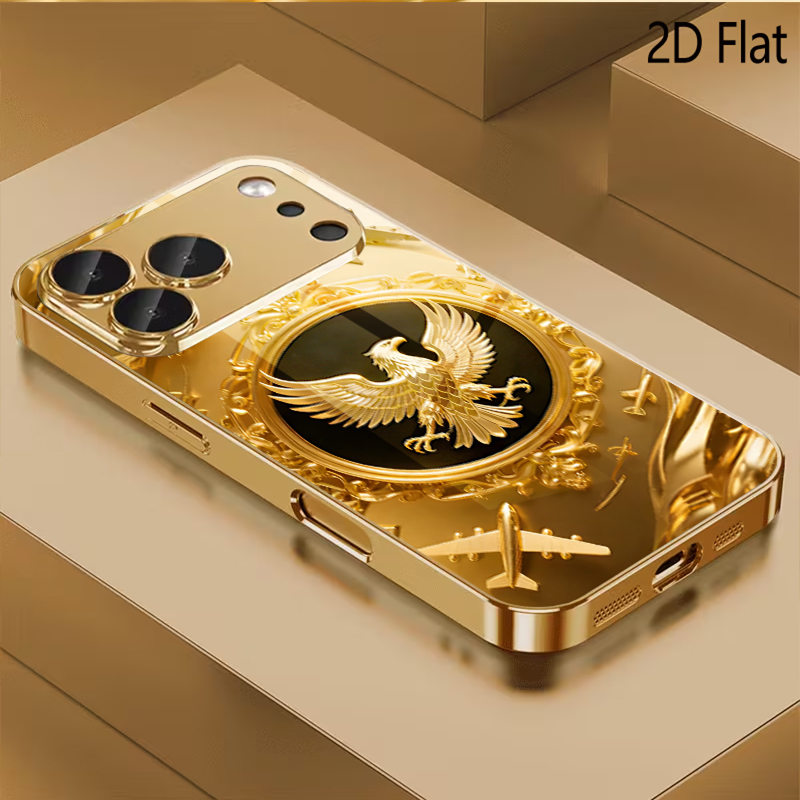 Phone Cases H&M - Goldenes Flügel-Muster aus gehärtetem Glas für